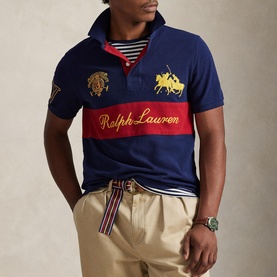 Crest Logo Mesh Polo Shirt