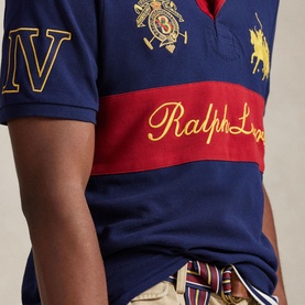 Crest Logo Mesh Polo Shirt