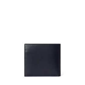 Ralph Lauren Newport Navy leather bifold wallet, smooth finish, plain back view