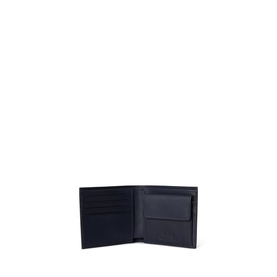 Ralph Lauren wallet in Newport Navy leather, open showing card slots and coin pocket
