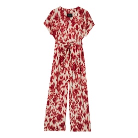 Blurred Floral Tie Jumpsuit