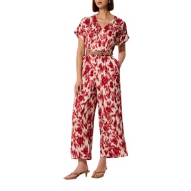 Blurred Floral Tie Jumpsuit
