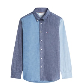 Flag Colour-Blocked Chambray Shirt