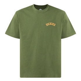 Dickies Crew Neck T-shirt in Cypress green with gold embroidered logo on chest, short sleeves, relaxed fit