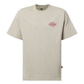 Dickies Millville Logo T-Shirt in Eucalyptus, crew neck, short sleeves, pink logo graphic on chest, straight hem