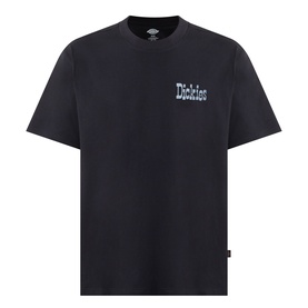Dickies black crew neck T-shirt with small logo graphic print on left chest, short sleeves, relaxed fit in 100% cotton