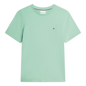 Tommy Hilfiger Cut Grass green crew neck T-shirt with short sleeves and small logo embroidery on chest