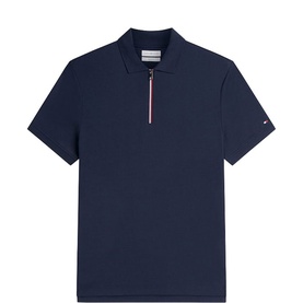 Flag Logo Zip Polo Shirt