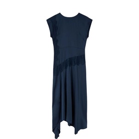 Lace Insert Asymmetric Flared Dress
