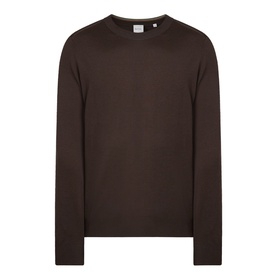 Paul Smith Brown Merino Wool Crew Neck Jumper with long sleeves, flat-knit finish