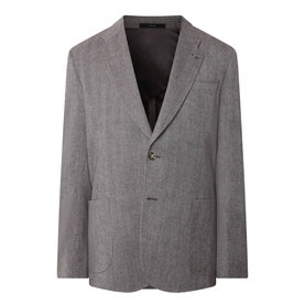 Paul Smith charcoal wool-cashmere blend single-breasted jacket with notch lapels, two-button fastening and patch pockets