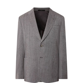 Fine Herringbone Single-Breasted Blazer