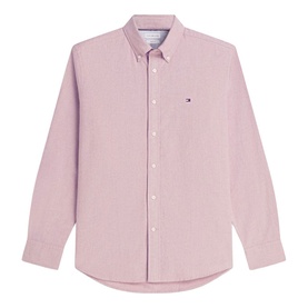 Tommy Hilfiger medium red striped long-sleeve shirt with button-down collar and embroidered logo chest detail