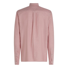 Tommy Hilfiger medium red long-sleeve shirt, rear view showing pleat detail and button cuffs