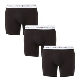 Tommy Hilfiger Three-Pack Signature Logo Boxer Briefs in black with white branded elasticated waistband, 95% cotton