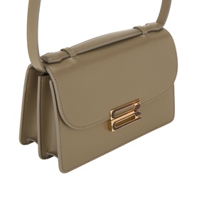 Victoria Beckham Fossil Brown calf leather shoulder bag with gold-tone S-lock clasp closure and slim shoulder strap