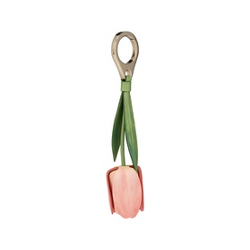 Christian Louboutin tulip bag charm in pink and green leather with gold-tone clip fastening
