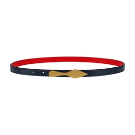 Christian Louboutin belt in navy leather with red reverse and gold-tone buckle, reversible design