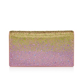 Christian Louboutin clutch bag in multi ombre crystal embellishment, graduating from gold to pink, rectangular silhouette