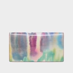 Christian Louboutin wallet in multi watercolour print, rectangular silhouette with smooth finish and subtle red edge detail.