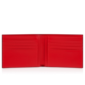 Christian Louboutin bifold wallet, red leather interior with multiple card slots, open flat view