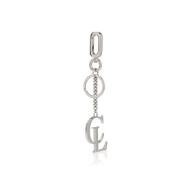 Christian Louboutin silver CL monogram keyring charm with chain link and oval clasp detail