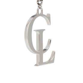 Christian Louboutin silver-tone CL monogram bag charm or keyring, polished finish, chain attachment visible