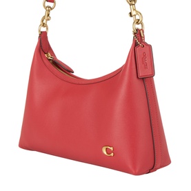 Coach crossbody bag in Poppy red leather with gold-tone chain strap and signature C logo charm detail