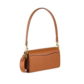 Coach Tabby 20 Shoulder Bag in amber pebbled leather, gold-tone hardware, single shoulder strap and hanging charm detail