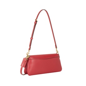 Coach leather shoulder bag in Poppy red with gold-tone hardware and adjustable crossbody strap