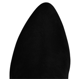 Christian Louboutin black suede pointed toe detail, close-up view highlighting sleek toe shape and texture