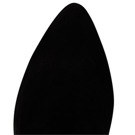 Christian Louboutin black suede pointed toe detail, close-up showing sleek tapered tip and smooth matte finish
