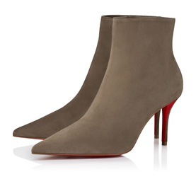 Christian Louboutin green suede pointed-toe ankle boots with stiletto heel and signature red sole
