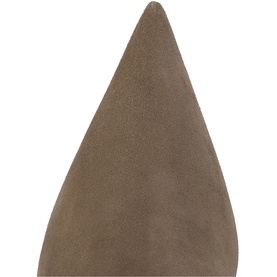 Christian Louboutin women's shoe in green suede, pointed toe detail, close-up shot