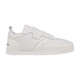 Christian Louboutin white leather low-top trainers, lace-up with tonal rubber sole and subtle logo detail