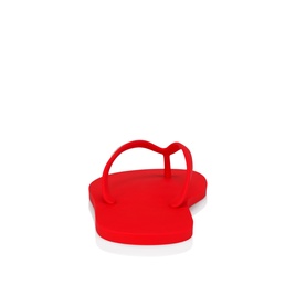 Christian Louboutin red flip-flop sandal with matching red toe-post strap and white rubber sole, single shoe shown.