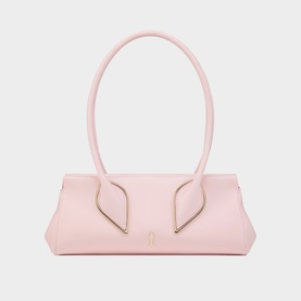 Christian Louboutin pink leather shoulder bag with curved double top handles and gold-tone hardware clasp detail