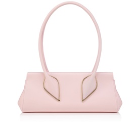 Christian Louboutin pink leather shoulder bag with gold-tone hardware detail at clasp and dual top handles