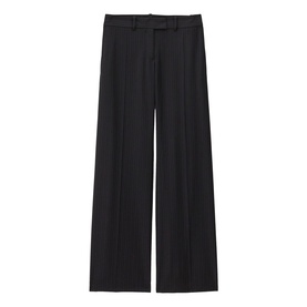 Bash Womens French Dress trousers in blue, wide-leg silhouette with centre crease and belt loops, flat lay