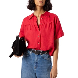 Gathered Linen Shirt