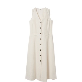 Linen Waistcoat Flared Dress