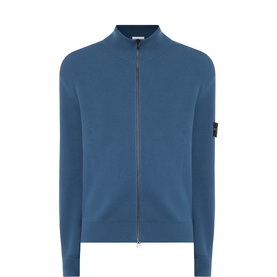 Badge Logo Ribbed Zip Cardigan