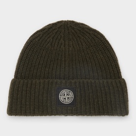 Logo Badge Ribbed Beanie Hat