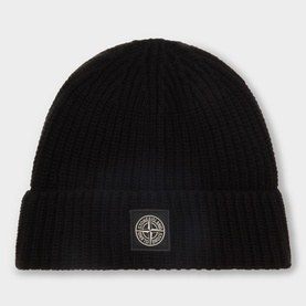 Logo Badge Ribbed Beanie Hat