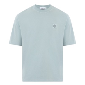 Stone Island Compass Logo T-Shirt in ash grey, crew neck, short sleeves, with tonal compass badge patch on chest