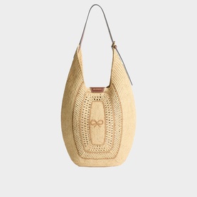 Bow Raffia Hobo Bag