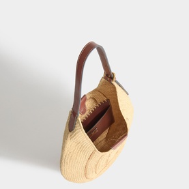 Bow Raffia Hobo Bag