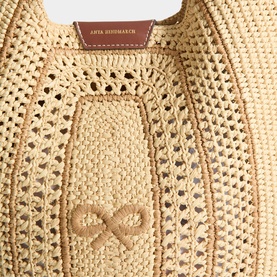 Bow Raffia Hobo Bag