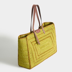 Bow Raffia Tote Bag