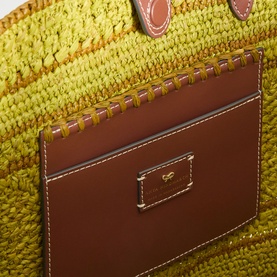 Bow Raffia Tote Bag